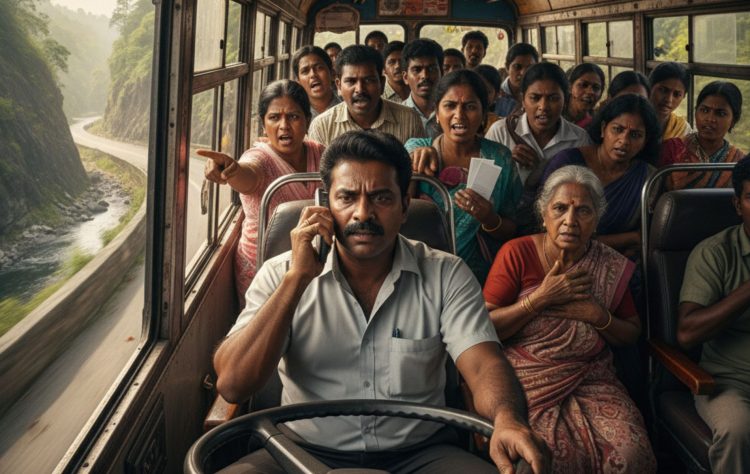 ෆෝන් එකේ කතා කර කර බස් පැදවූ රියදුරුටයි, ටිකට් නොදී සල්ලි වංචා කළ කොන්දොස්තරටයි වුණු දේ!