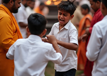 බණ ගෙදරකදී දරුවන්ගේ රණ්ඩුවක් දුරදිග යයි! 14 හැවිරිදි දරුවෙකුට දත් කැඩෙන තුරු පහරදීමක්!